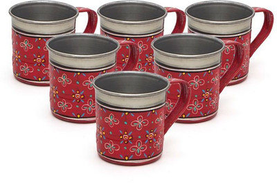 

Kaushalam Cup Set Of 6 Red Stainless Steel(Red, Pack of 6)