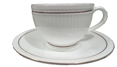 Clay Craft Pack of 6 Bone China cup/mug/saucer/white/Floating Cup Ceramic Mug(White)