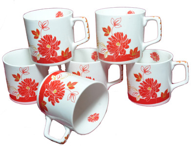 

Amazecart 6 Pcs Coffee Mug Set (Fine Bone China) Bone China(Multicolor, Pack of 6)
