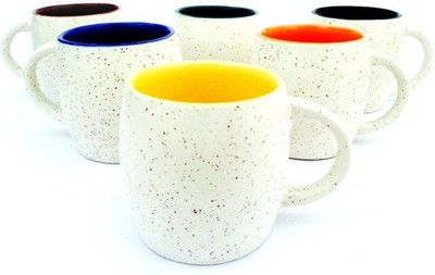 

La Lady Store Marble Tabla Medium Size Tea/Coffee Cups Ceramic(White, Multicolor)