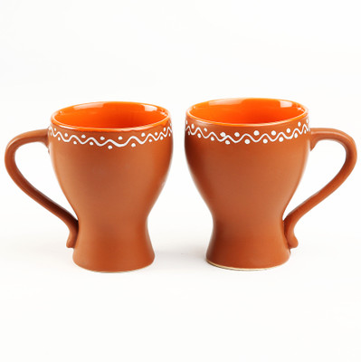 

Cultural Concepts Terracotta Milk Mug Ceramic(Brown, Orange, Pack of 2)