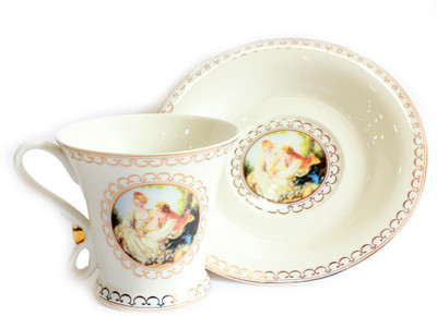 MeraHomeStore Porcelain(White, Gold, Pack of 6)