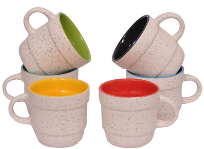

Elite Handicrafts Duotone White N Multicolor Ceramic Cups Set Of 6 Ceramic(White, Multicolor, Pack of 6)