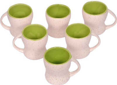 

Elite Handicrafts White N Green Ceramic Tea Cups Set Of 6 Ceramic(White, Green, Pack of 6)