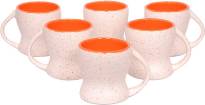 

Elite Handicrafts Set Of 6 White N Orange Ceramic Tea Cups Ceramic(White, Orange, Pack of 6)