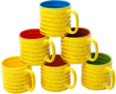 

Elite Handicrafts Yellow & Multicolor Inside Spiral Design Tea Cups Set of 6 - Best for Self Use; and Diwali, Dhanteras & Festive Gifts Ceramic(Yellow, Pack of 6)