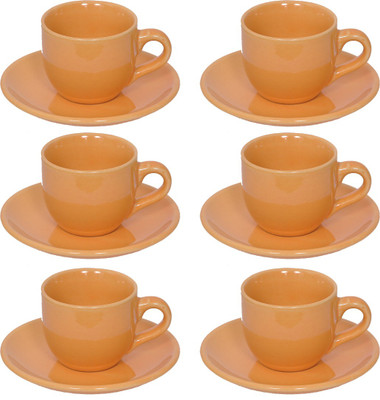 

Elite Handicrafts Stoneware_Cups_Saucers_Set Ceramic(Beige, Pack of 12)