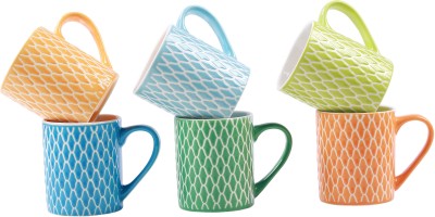 

Goldleaff Embossed Coffee Mugs Porcelain(Multicolor, Pack of 6)