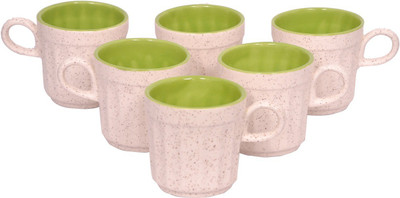 

Elite Handicrafts White N Mehandi Green Ceramic Cups Set Of 6 Ceramic(White, Green, Pack of 6)