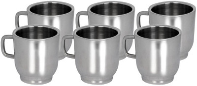 

Kitchen Krafts double wall cup Stainless Steel(Silver, Pack of 6)