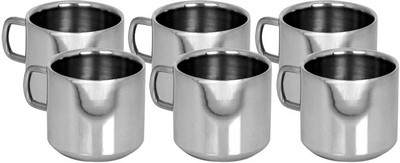

Kitchen Krafts tea and coffee cup Stainless Steel(Silver, Pack of 6)