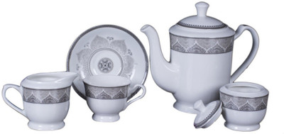 BP Bharat Bone China(Grey, White, Pack of 15)