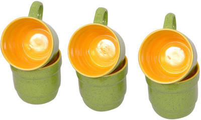 

Elite Handicrafts Green N Yellow Ceramic Tea Cups Set Of 6 Ceramic(Green, Yellow, Pack of 6)