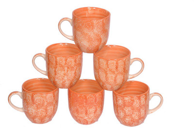 

Elite Handicrafts Ceramic(Orange, Pack of 6)