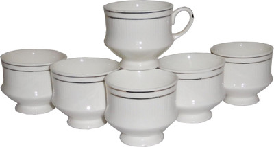 

Reddish Golden Line Bone China(White, Pack of 6)