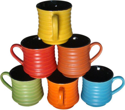 

amazecart 6 pcs Multicolor Tea Cups 100 ML Ceramic(Multicolor, Pack of 6)