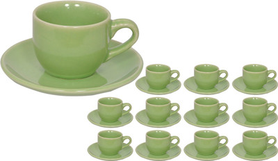 

Elite Handicrafts Stoneware_Cups_Saucers_Set Ceramic(Green, Pack of 24)