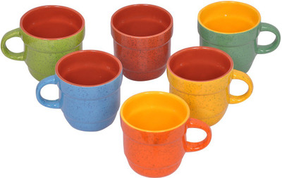 Elite Handicrafts Set Of 6 Multicolor Ceramic Tea Cups Ceramic(Multicolor, Pack of 6)