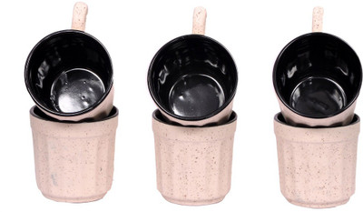

Elite Handicrafts White N Black Ceramic Tea Cups Set Of 6 Ceramic(White, Black, Pack of 6)