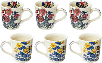 

Elite Handicrafts Floral Print Set of 6 Fancy Ceramic Tea Mugs - Best for Self Use; and Diwali, Dhanteras & Festive Gifts Ceramic(White, Pack of 6)