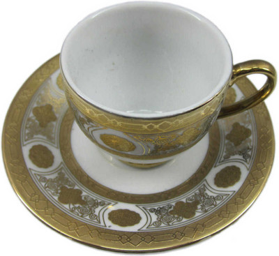 

Jain Gifts 24Ct Gold Plated Premium Cup & Saucer Ceramic(White, Pack of 12)