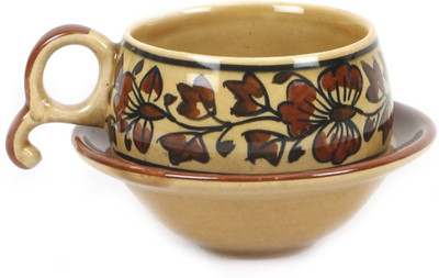 

VarEesha Brown Ceramic Cup saucer set Ceramic(Brown, Pack of 12)