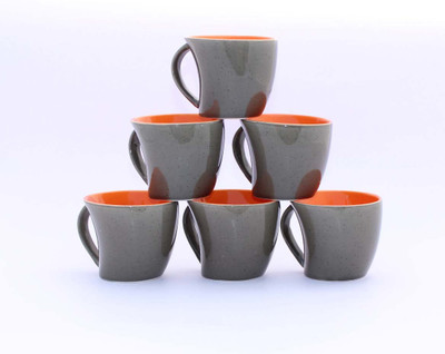 

Aarzool Ceramic(Grey, Orange, Pack of 6)
