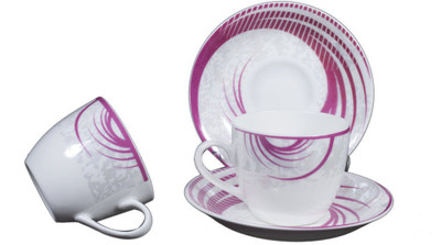 BP Bharat Bone China(Pink, Grey, Pack of 12)