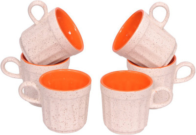 

Elite Handicrafts White N Orange Tea Cups Set Of 6 In Ceramic Ceramic(White, Orange, Pack of 6)