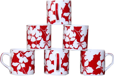 

Pearl Bone China(Red, White, Pack of 6)