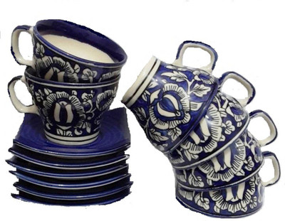 

Indeasia Srijan Stoneware(Blue, Pack of 6)