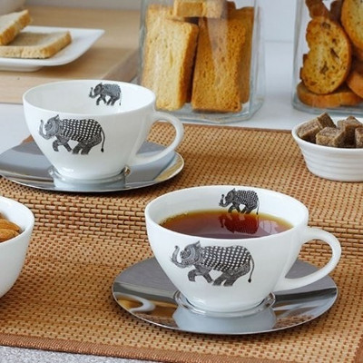 

Arttdinox Heritage Ceramic, Stainless Steel(White, Grey, Silver, Pack of 2)