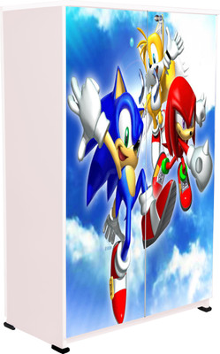 BigSmile Furniture BigSmile Kids Wardrobe - Fighter Cats Engineered Wood Cupboard(Finish Color - Blue)