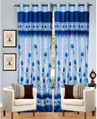 

Excel Bazaar 214 cm (7 ft) Polyester Door Curtain (Pack Of 2)(Floral, Blue)