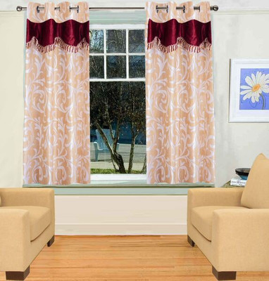 

Trendy Home 152 cm (5 ft) Polyester Window Curtain Single Curtain(Printed, Beige)