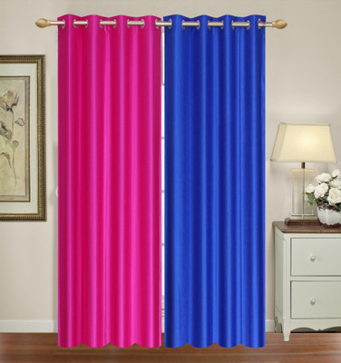 

Furnishing Zone 152 cm (5 ft) Polyester Window Curtain (Pack Of 2)(Plain, Pink, Blue), Blue;pink