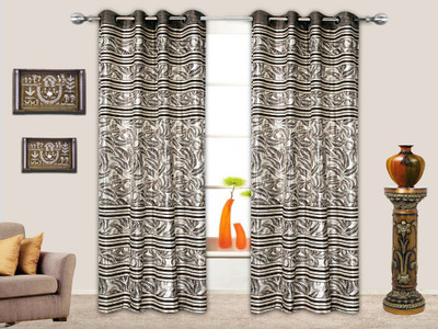 

STRINGS 152 cm (5 ft) Jacquard Window & Door Curtain (Pack Of 2)(Floral, Multicolor)