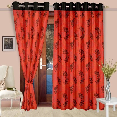 

Cortina 270 cm (9 ft) Polyester Long Door Curtain (Pack Of 2)(Floral, Red)