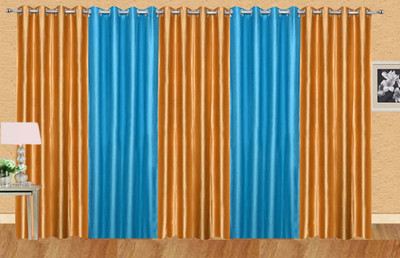 

Ville Style 275 cm (9 ft) Polyester Long Door Curtain (Pack Of 5)(Solid, Gold, Light Blue)