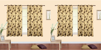 

Cortina 150 cm (5 ft) Polyester Window Curtain (Pack Of 4)(Floral, Brown)