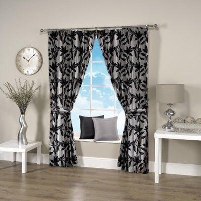 

Threadmix 152 cm (5 ft) Polyester Window Curtain (Pack Of 2)(Floral, Grey)