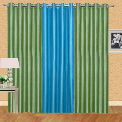 

Excel Bazaar 275 cm (9 ft) Polyester Long Door Curtain (Pack Of 3)(Solid, Pista, Aqua)