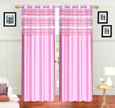 

Skytex 270 cm (9 ft) Polyester Long Door Curtain (Pack Of 2)(Plain, Pink)