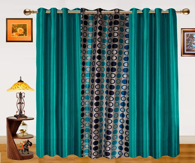 18% OFF on Dekor World Polyester Long Door Curtain 275 cm (9 ft) Pack of 3(Abstract Blue)