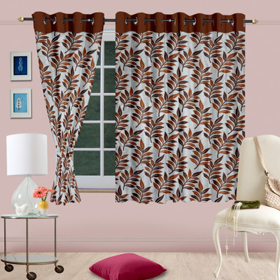 

Cortina 150 cm (5 ft) Polyester Window Curtain Single Curtain(Floral, Brown)