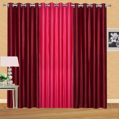 

Ville Style 153 cm (5 ft) Polyester Window Curtain (Pack Of 3)(Solid, Maroon, Pink)