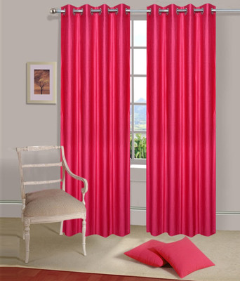 

PHF 84 cm (3 ft) Polyester Window Curtain (Pack Of 2)(Plain, Pink)