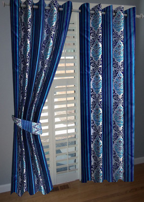 

Divine 214 cm (7 ft) Polyester Door Curtain (Pack Of 2)(Abstract, Blue)