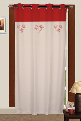 

Elan 210 cm (7 ft) Cotton Door Curtain Single Curtain(Embroidered, Beige)