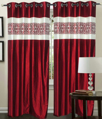 

Stella Creations 214 cm (7 ft) Polyester Door Curtain (Pack Of 2)(Printed, Maroon)